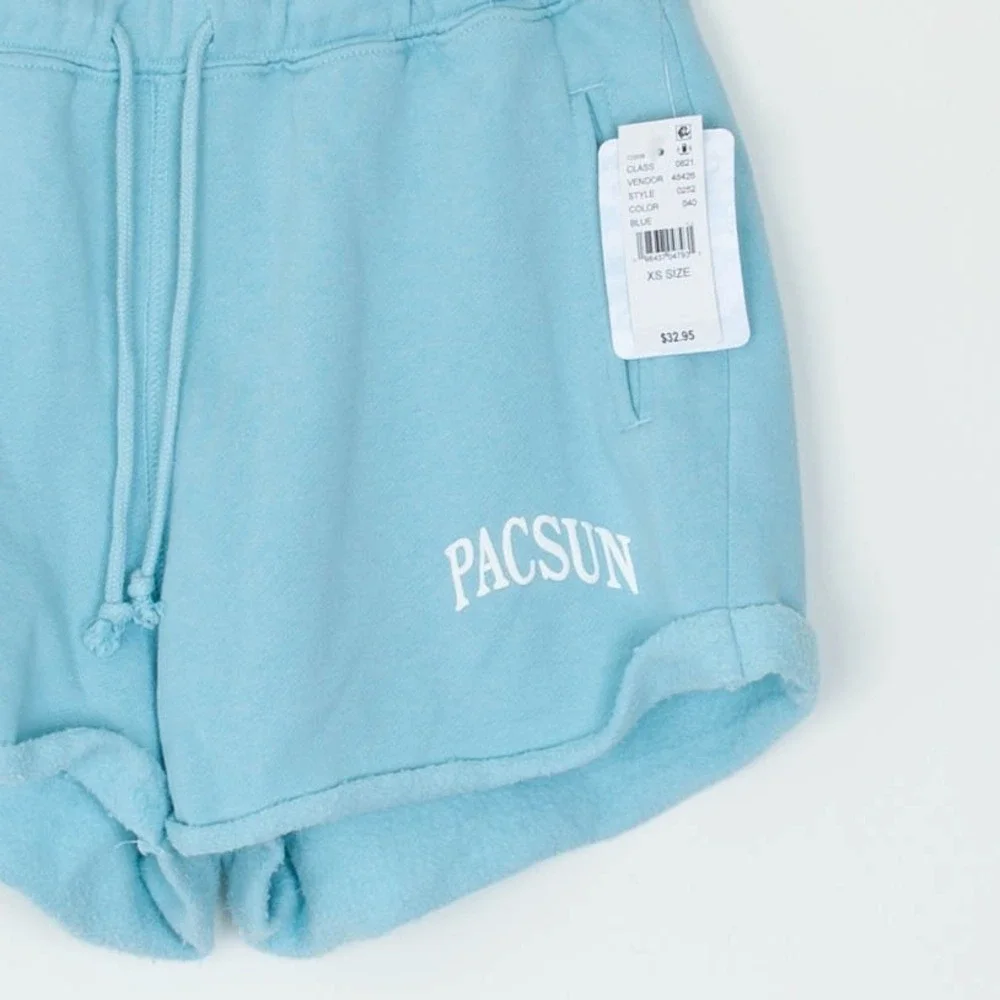 NWT Pacsun Womens Drawstring Fleece Sweat Shorts Size XS Blue Casual Cozy Lounge